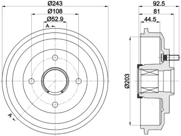 HELLA PAGID 8dt355302751 -  Тормозной барабан